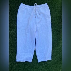 NET Sag Harbor Linen Drawstring Crop White. Lined. L